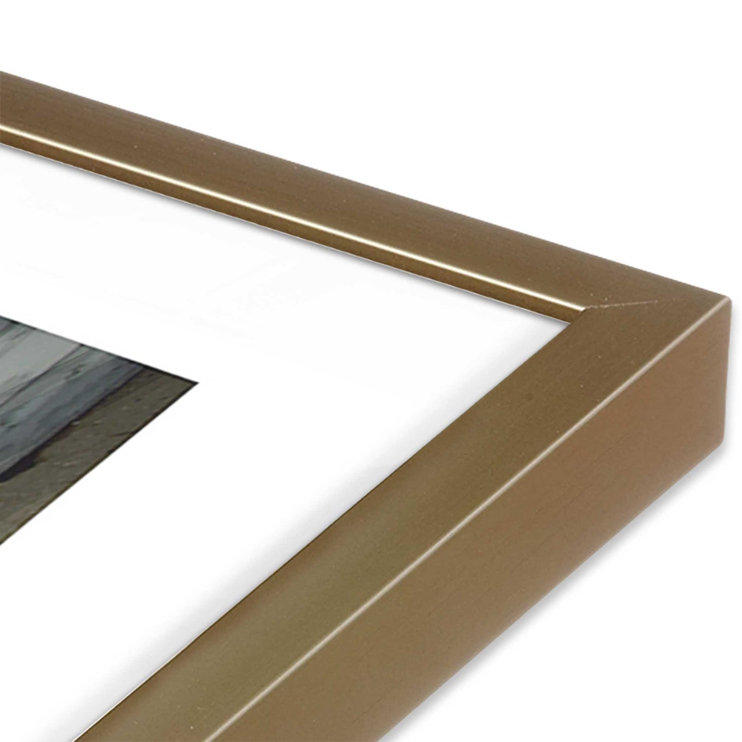 [Color:Brushed Gold], Picture of art in a Brushed Gold frame at an angle