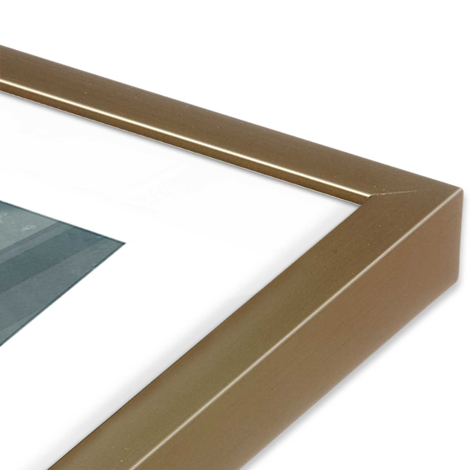 [Color:Brushed Gold], Picture of art in a Brushed Gold frame at an angle
