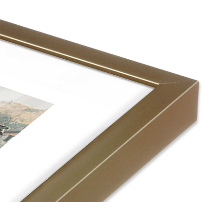 [Color:Brushed Gold], Picture of art in a Brushed Gold frame at an angle