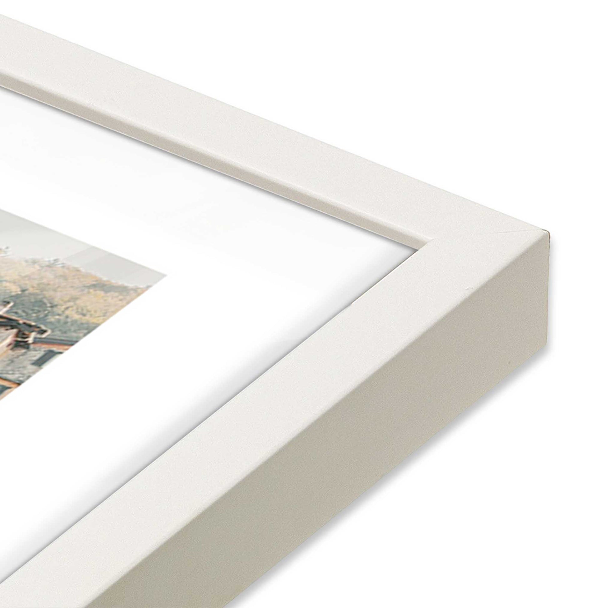 [Color:Opaque White], Picture of art in a Opaque White frame at an angle