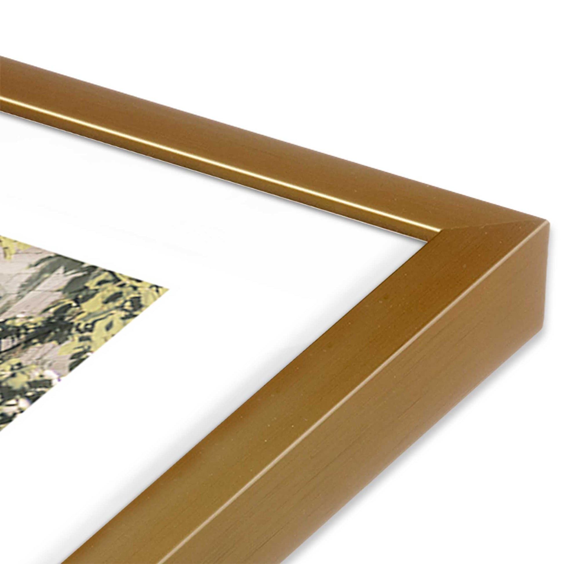 [Color:Polished Gold], Picture of art in a Polished Gold frame at an angle