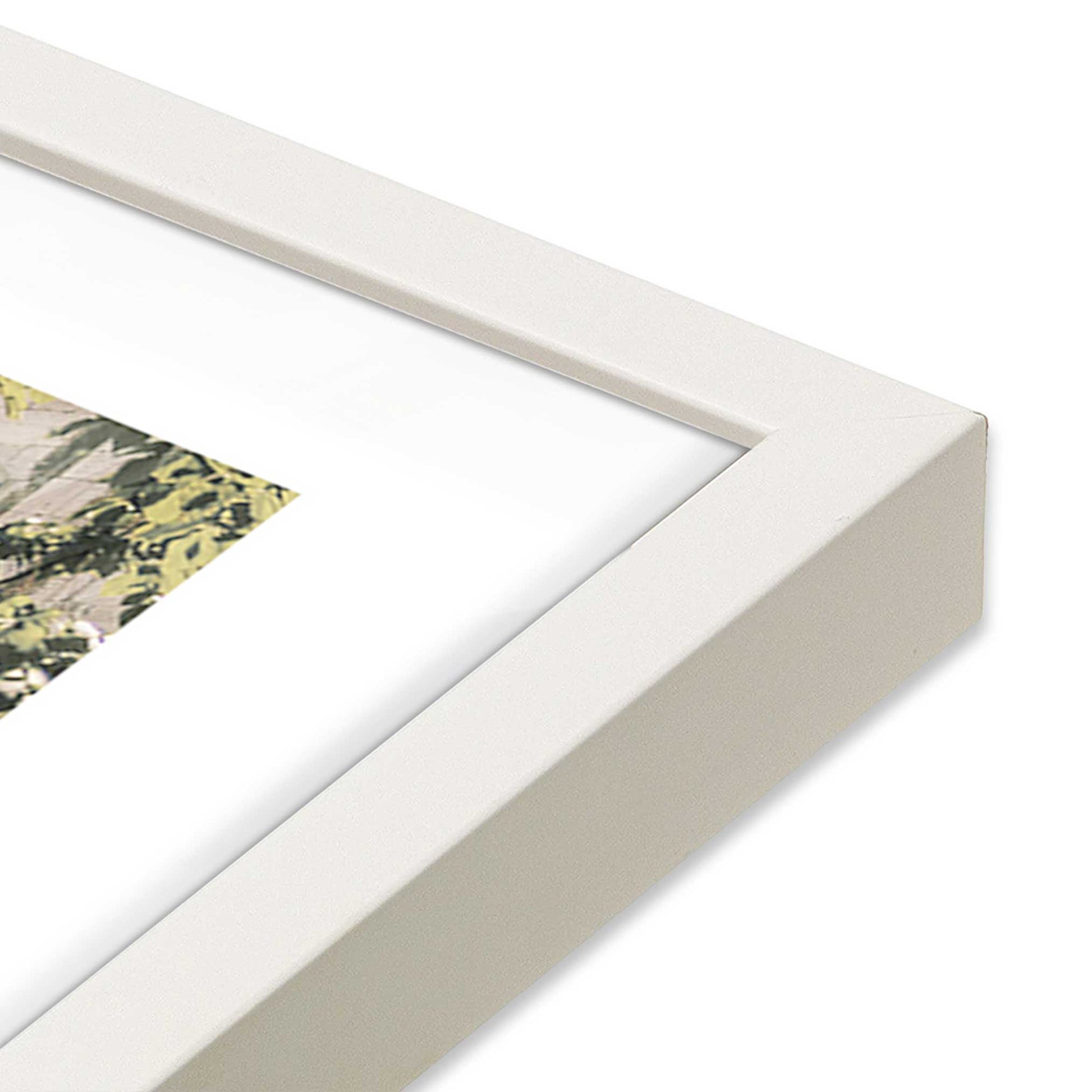 [Color:Opaque White], Picture of art in a Opaque White frame at an angle