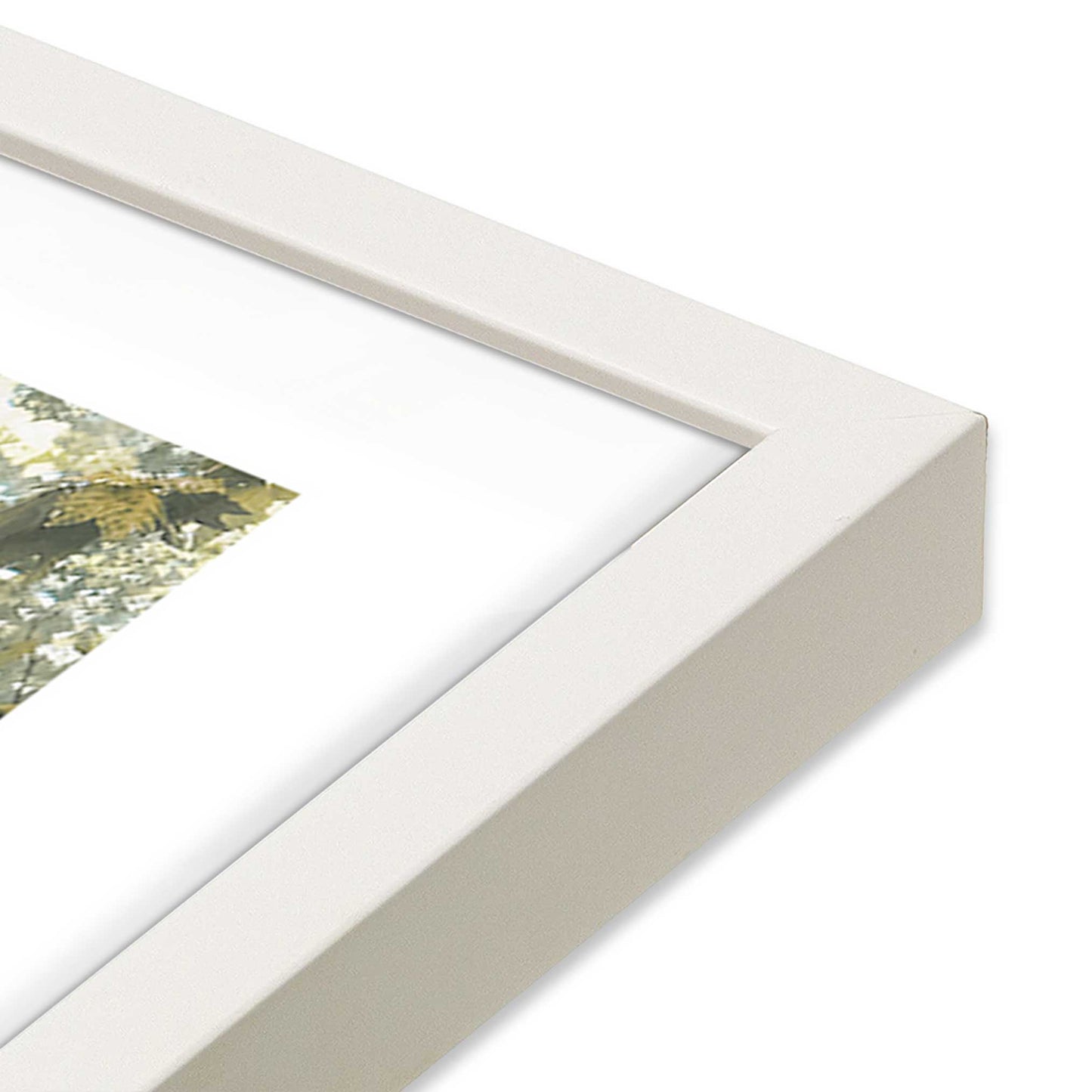 [Color:Opaque White], Picture of art in a Opaque White frame at an angle