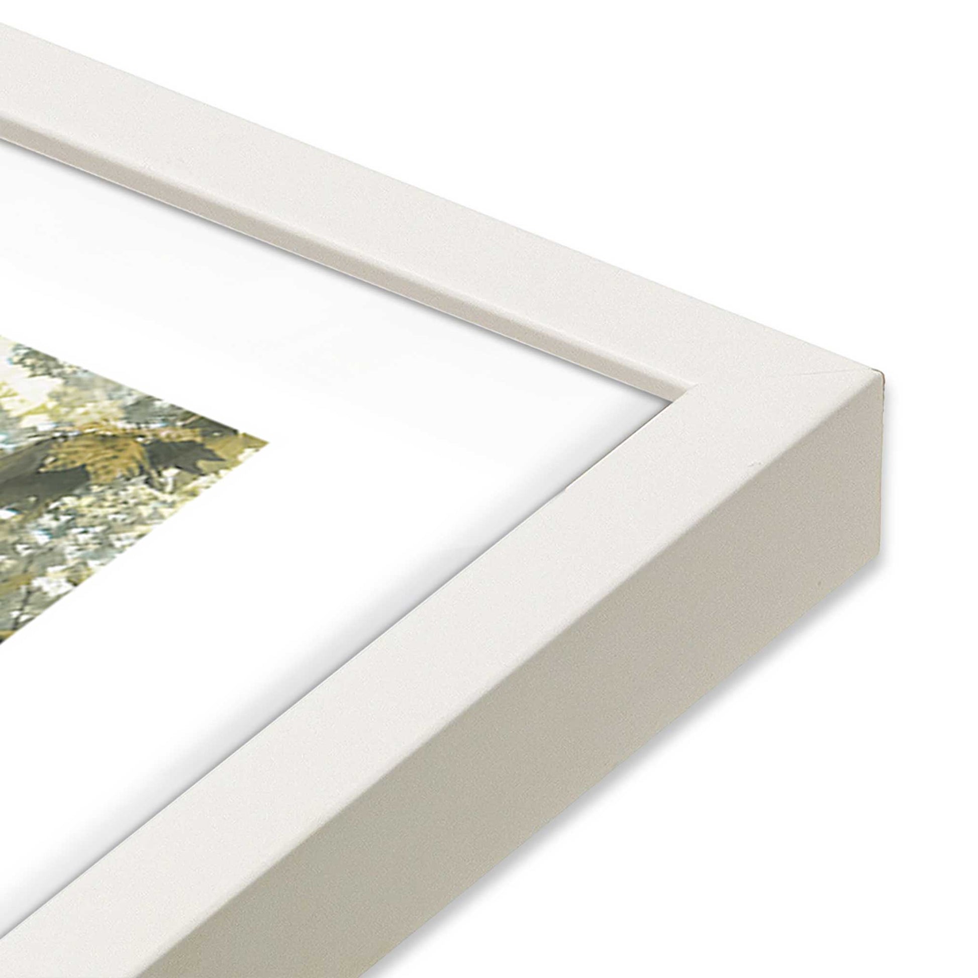 [Color:Opaque White], Picture of art in a Opaque White frame at an angle