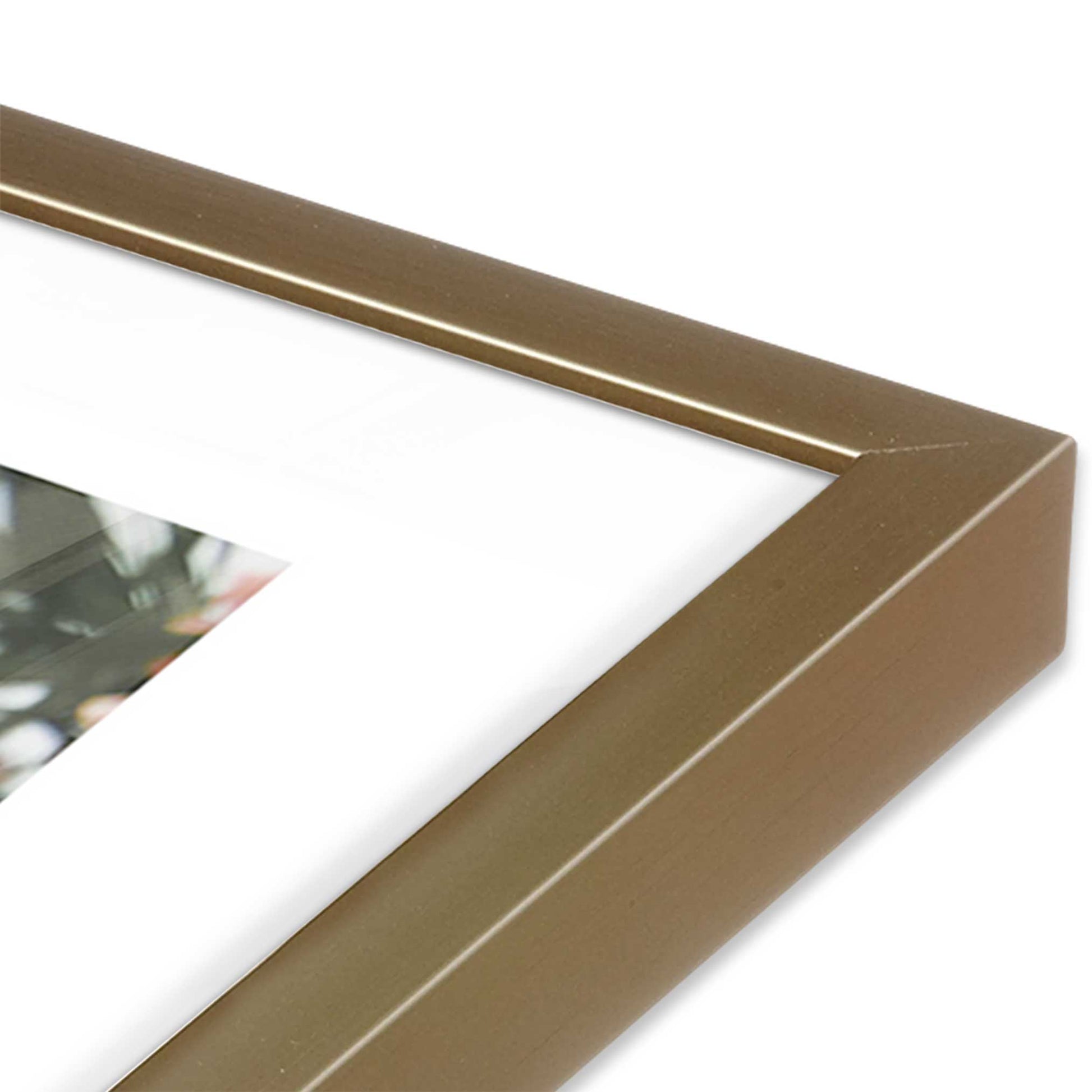 [Color:Brushed Gold], Picture of art in a Brushed Gold frame at an angle