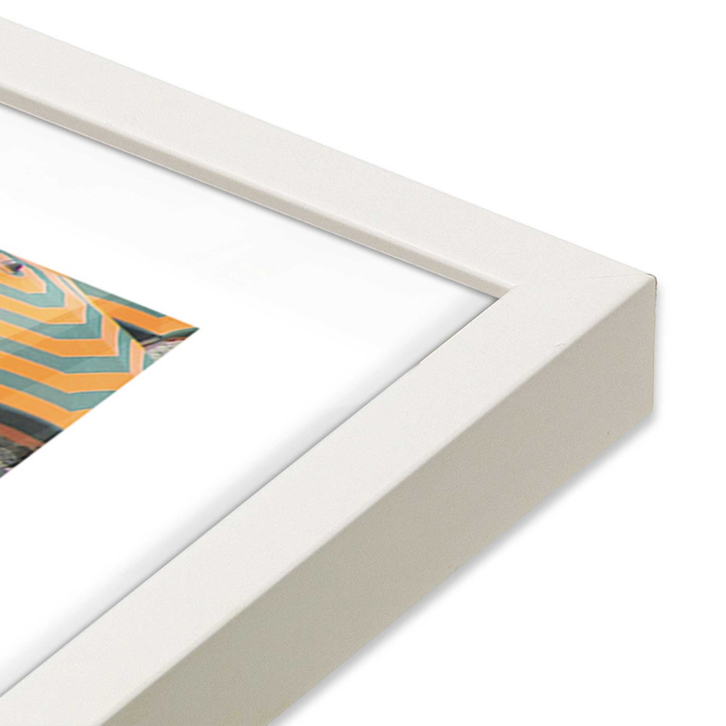 [Color:Opaque White], Picture of art in a Opaque White frame at an angle