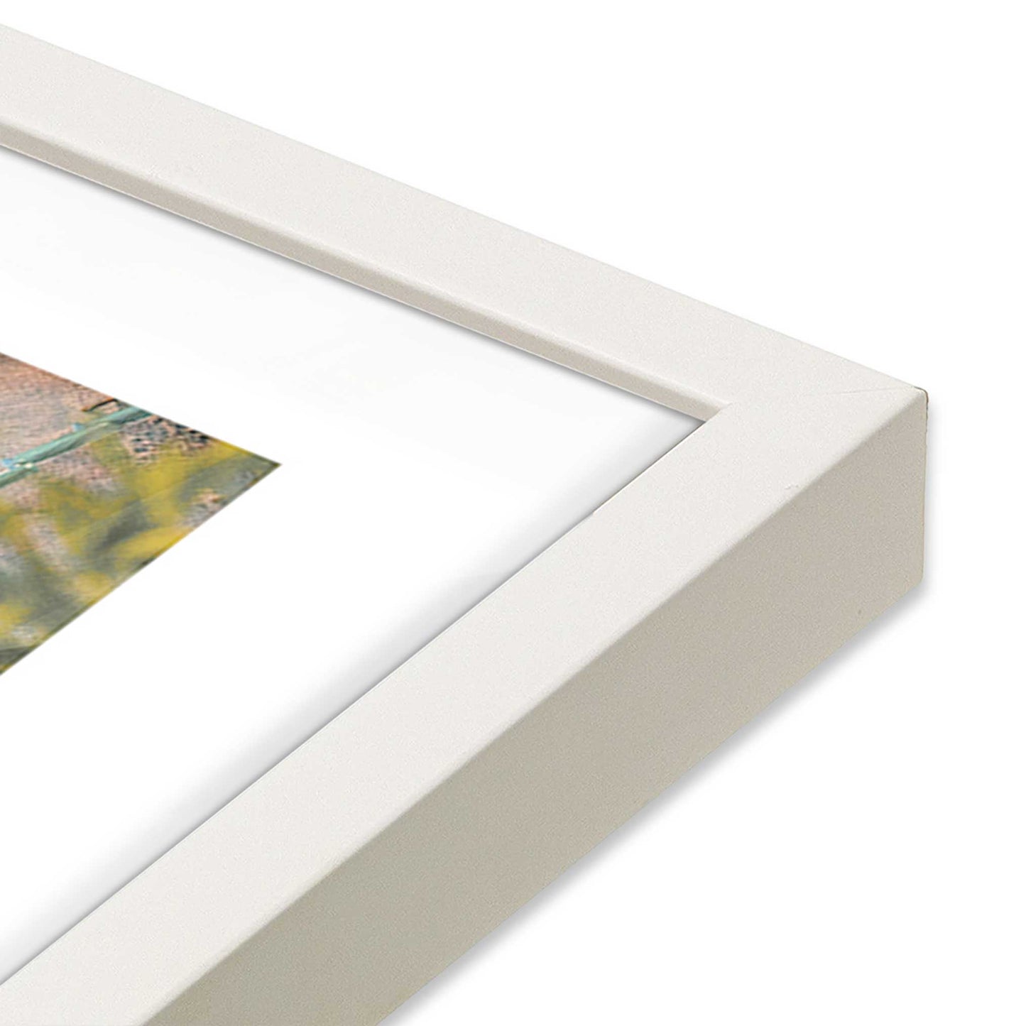 [Color:Opaque White], Picture of art in a Opaque White frame at an angle