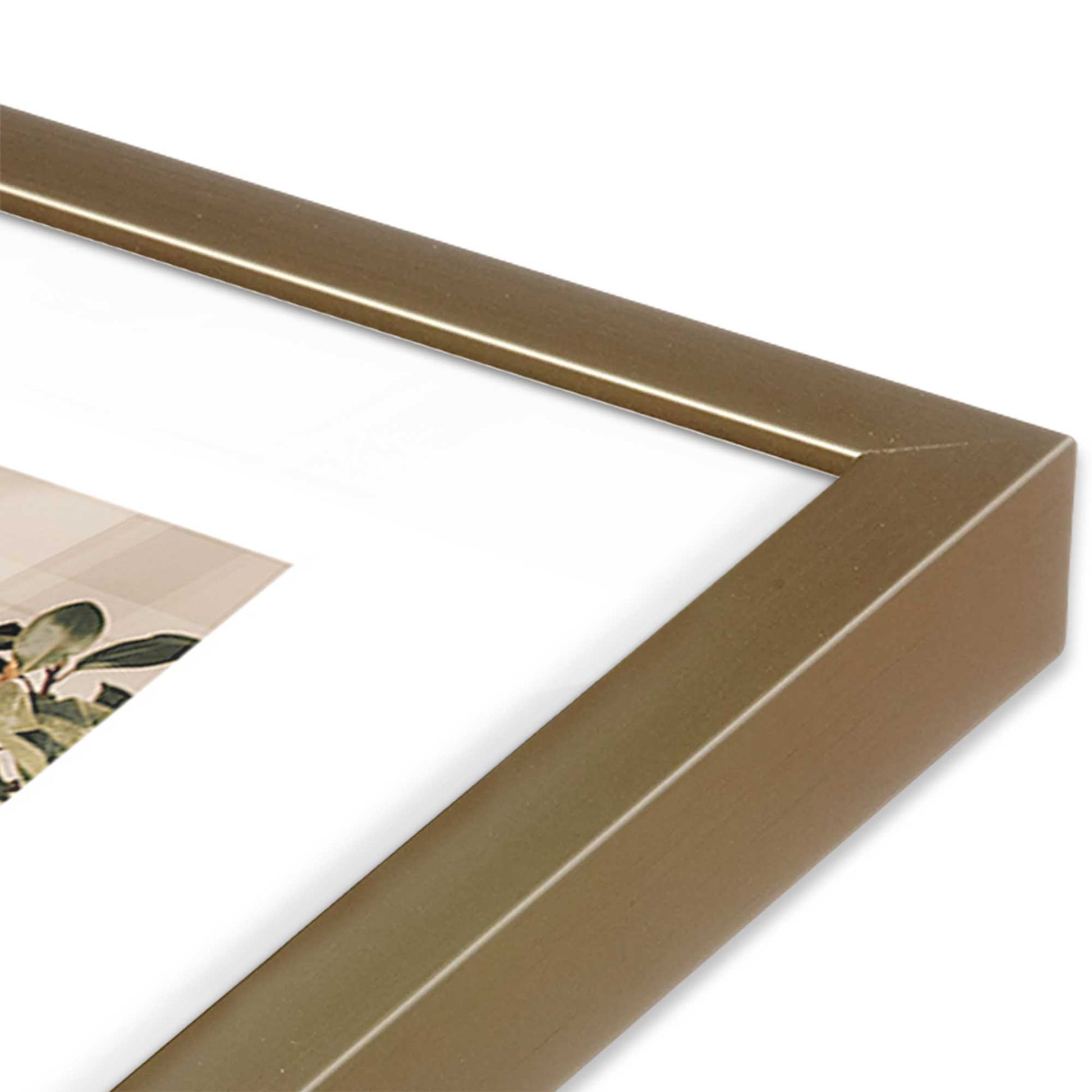 [Color:Brushed Gold], Picture of art in a Brushed Gold frame at an angle