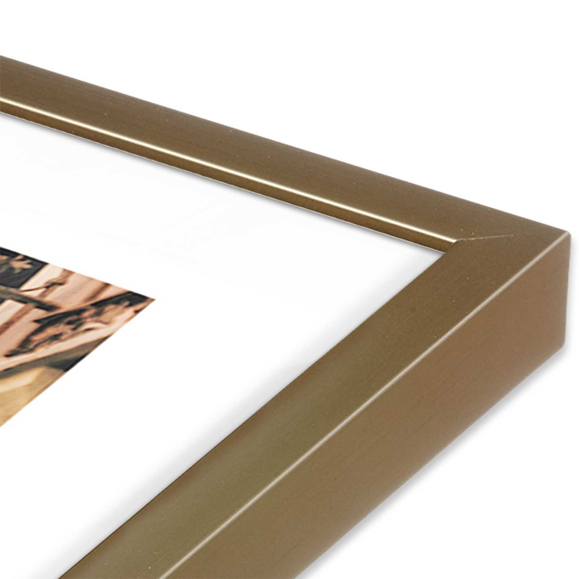 [Color:Brushed Gold], Picture of art in a Brushed Gold frame at an angle