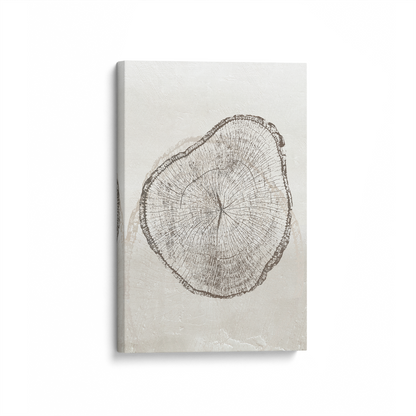Beige Tree Ring Prints on Canvas, Set of 3